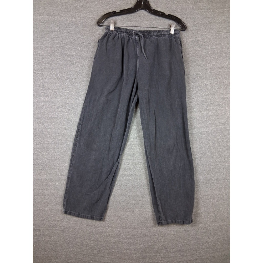 Ganesh Himal Womens Pants L Gray Drawstring Cotton Handmade Nepal Gorp Hiking